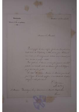Letter from Jean-Baptiste Masui to Jean-Sylvain Van de Weyer