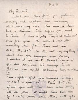 Letter from Ruth to George Mallory, 3 December 1918