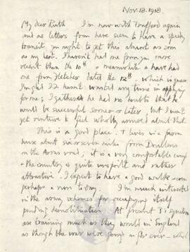 Letter from George to Ruth Mallory, 18 November 1918