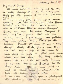 Letter from Ruth to George Mallory, 5 August 1916