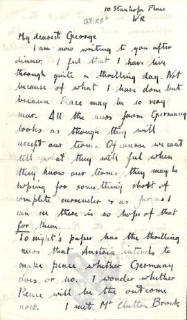 Letter from Ruth to George Mallory, 28 October 1918