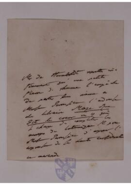 Portrait print of Alexander von Humboldt to an unidentified recipient