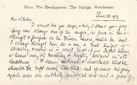 Letter of Condolence from M. J. Rendall to Ruth Mallory