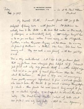 Letter from George to Ruth Mallory, 9 February 1923