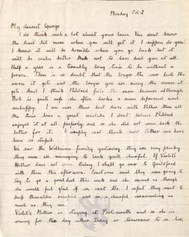 Letter from Ruth to George Mallory, 2 October 1916