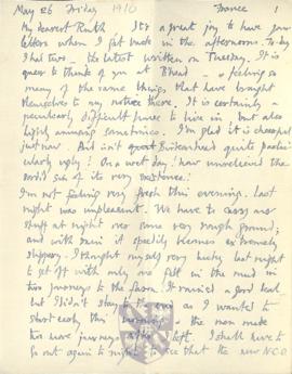 Letter from George to Ruth Mallory, 26 May 1916
