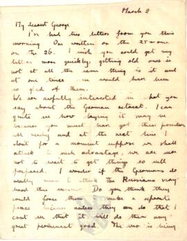 Letter from Ruth to George Mallory, 2 March 1917