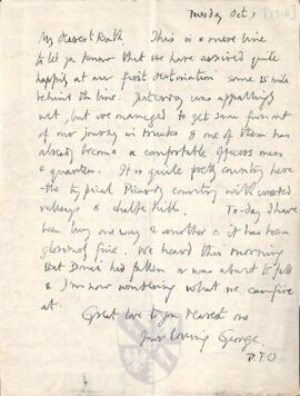 Letter from George to Ruth Mallory, 1 October 1918