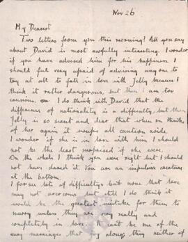 Letter from Ruth to George Mallory, 26 November 1918