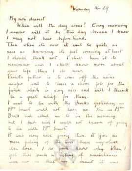 Letter from Ruth to George Mallory, 29 November 1916