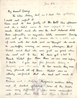 Letter from Ruth to George Mallory, 20 December 1918