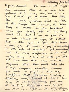 Letter from Ruth to George Mallory, 29 July 1916