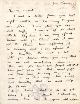 Letter from Ruth to George Mallory, 14 June 1916