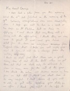 Letter from Ruth to George Mallory, 21 November 1918