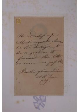 Letter from Princess Victoria, duchess of Kent, to Jean-Sylvain Van de Weyer