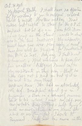 Letter from George to Ruth Mallory, 8 October 1916