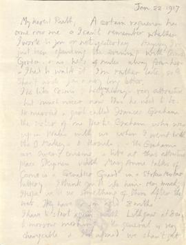 Letter from George to Ruth Mallory, 22 January 1917