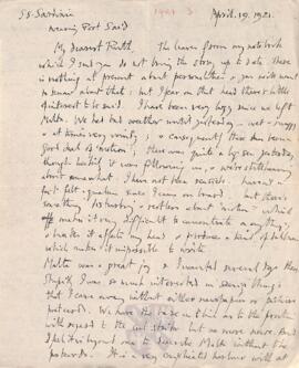 Letter from George to Ruth Mallory, 19 April 1921