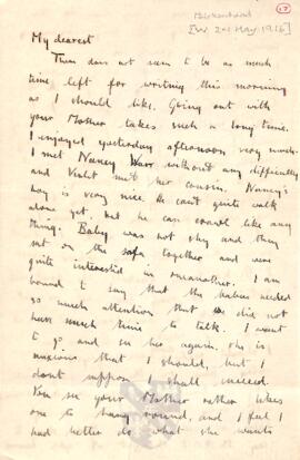 Letter from Ruth to George Mallory, c. 24 May 1916