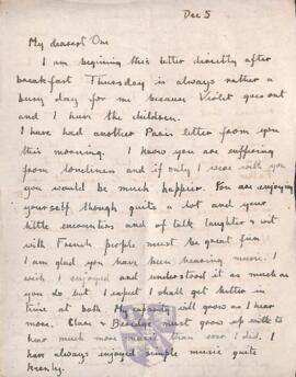 Letter from Ruth to George Mallory, 5 December 1918