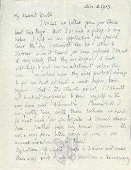 Letter from George to Ruth Mallory, 5 January 1919