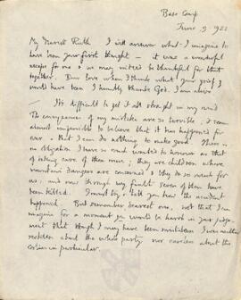 Letter from George to Ruth Mallory, 9 June 1922
