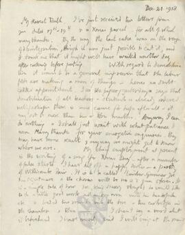 Letter from George to Ruth Mallory, 21 December 1918