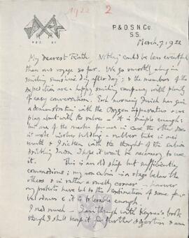 Letter from George to Ruth Mallory, 7 March 1922