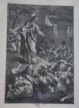 Soldiers surrounding Christ fall to the ground