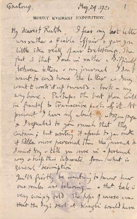 Letter from George to Ruth Mallory, 24 May 1921