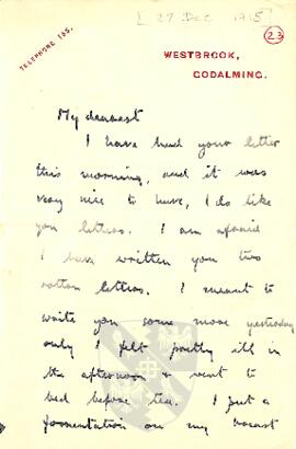 Letter from Ruth to George Mallory, c. 27 December 1915