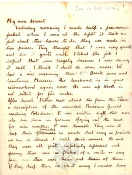 Letter from Ruth to George Mallory, c. 11 October 1916