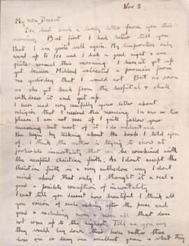 Letter from Ruth to George Mallory, 5 November 1918