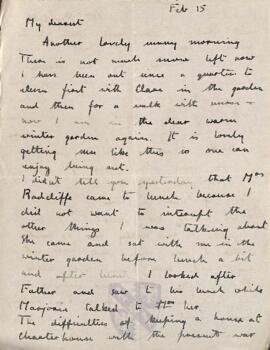 Letter from Ruth to George Mallory, 15 February 1917