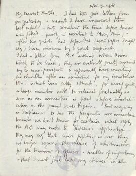 Letter from George to Ruth Mallory, 7 November 1918