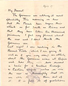 Letter from Ruth to George Mallory, 17 April 1917