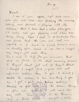 Letter from Ruth to George Mallory, 18 December 1918