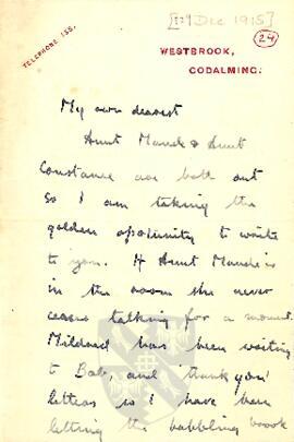 Letter from Ruth to George Mallory, c. 29 December 1915