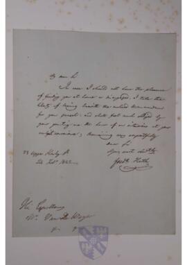 Letter from John Frederick Andrew Huth to Jean-Sylvain Van de Weyer