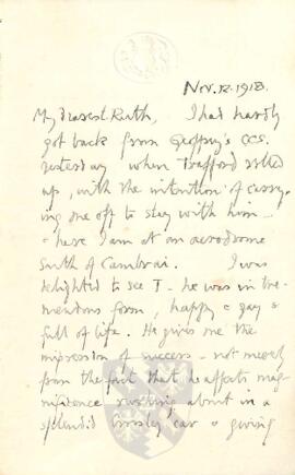 Letter from George to Ruth Mallory, 12 November 1918